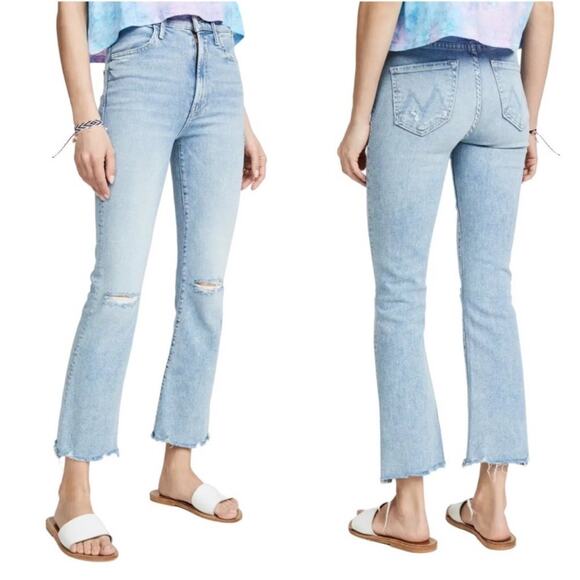 Mother The Hustler Ankle Chew Hem Ripped Knee Stretch Crop Blue Jeans 31 x 28 - Picture 13 of 13